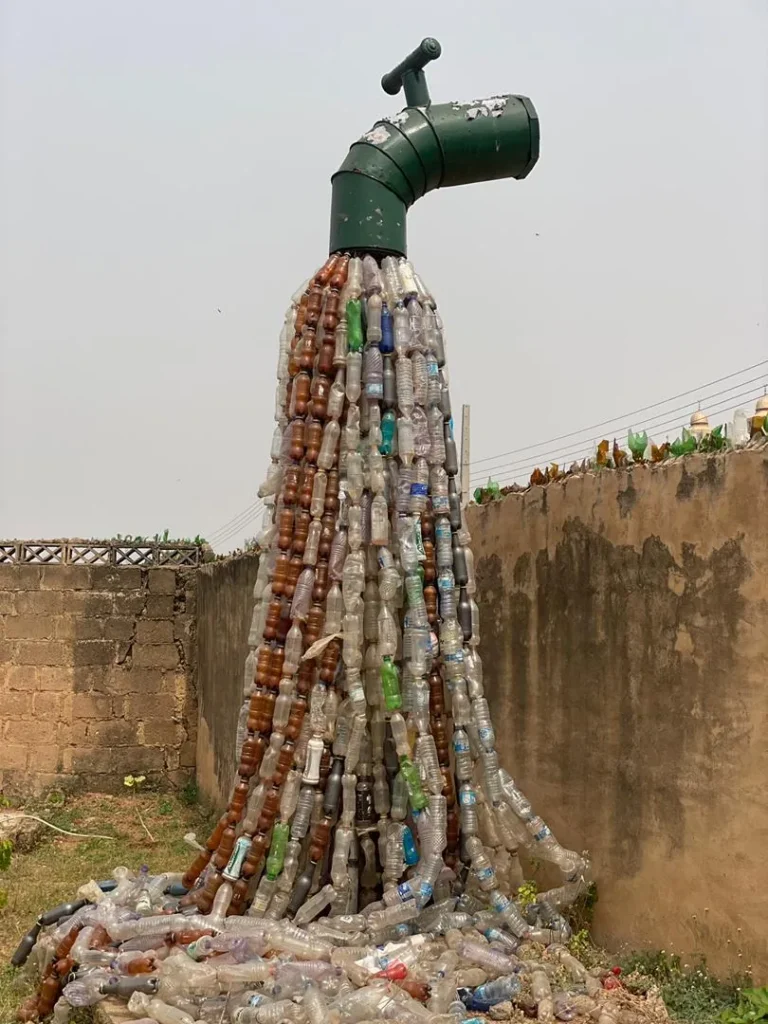 Plastic waste art installation on the eco-tour